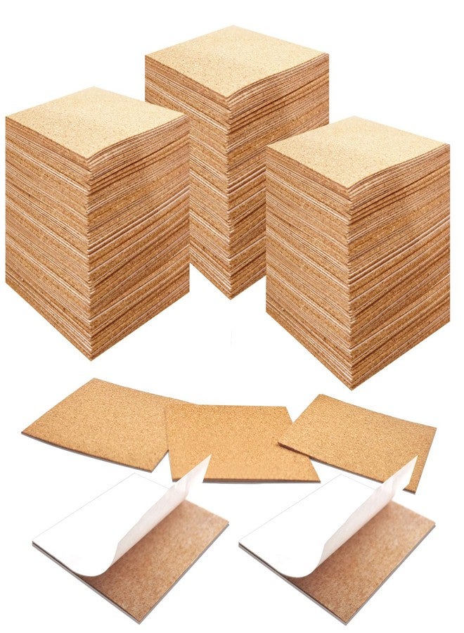 Anpuimult 150 Pcs self Adhesive Cork Coasters Bulk,4"x 4" Coaster Bottoms self Adhesive, Square Cork Mats Backing Sheets for DIY Coasters Crafts Backing Tiles Supplies - Image 1